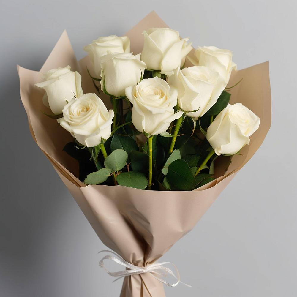 Букет 9 Белых роз Эдлесс Лав в Богослово