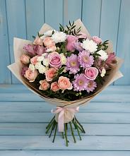 Букет цветов из:  Хризантемы, Розы и Альстромерии в Богослово